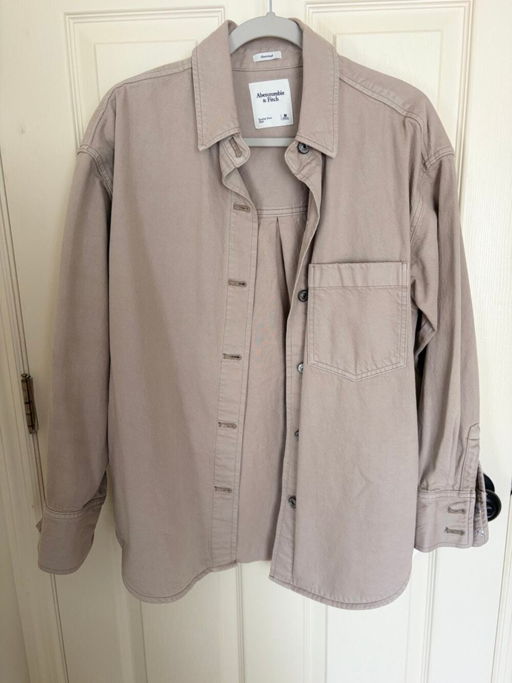 Abercrombie Oversized Shirt Jacket Taupe Size M